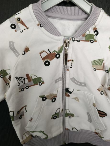 Mikina na zips autíčka 74, 74