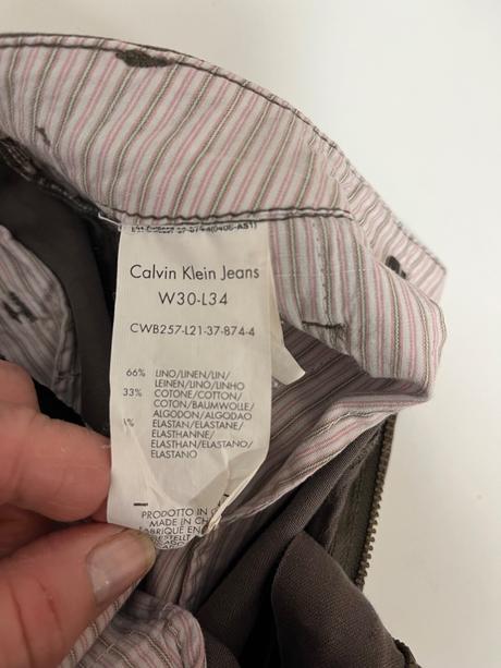 Ľanovo-bavlnené cargo nohavice calvin klein jeans, calvin klein,m