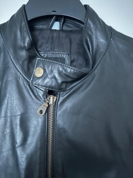 Vintage čierna kožená bunda, l