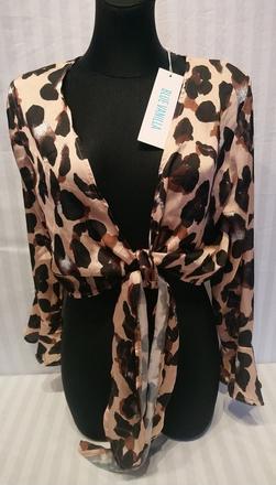 Dámske bolerko s hnedým vzorom, blue vanilla, m