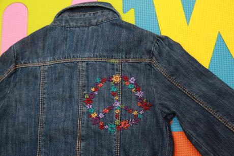 Riflová bundička s výšivkou peace, gap,104