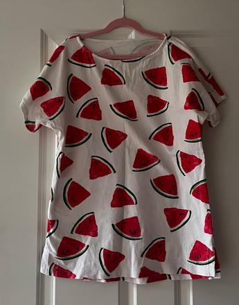 Biele melónové bavlnené handmade tričko, s/m, s