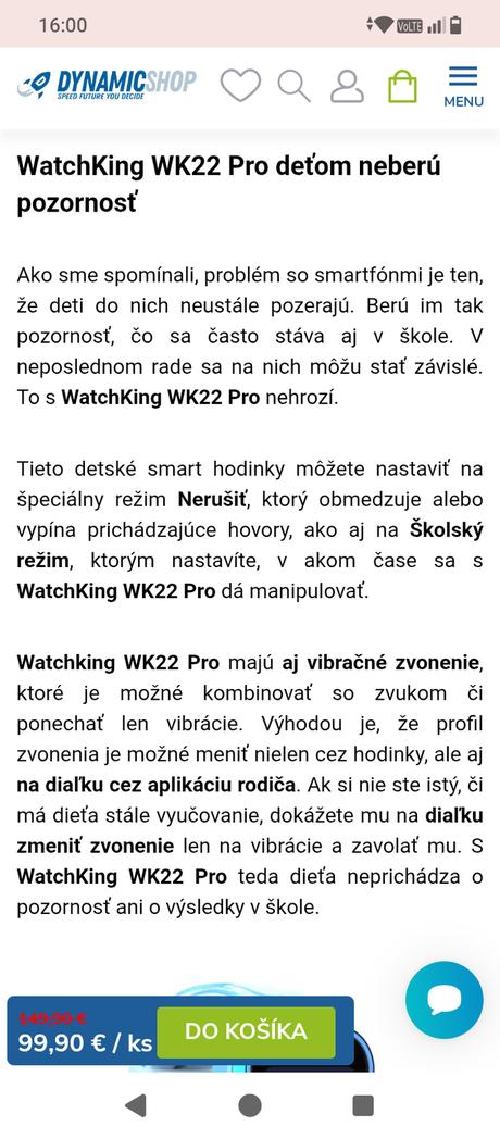 Detské smart hodinky watch king wk22,