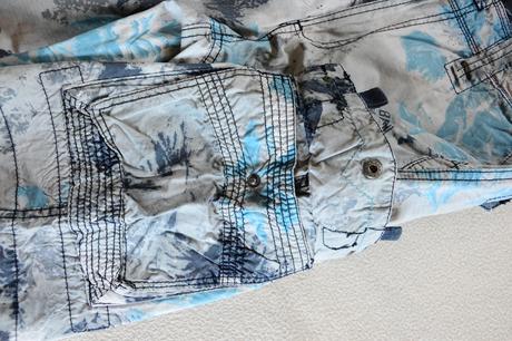 Kraťasy maskáčovo-modré, fishbone,s