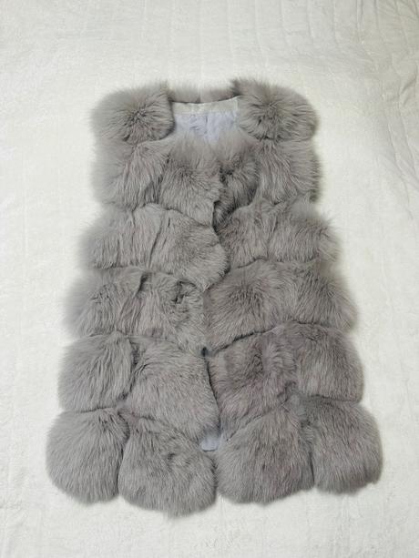 Sivá kožušinová vesta z pravej líšky, l / m