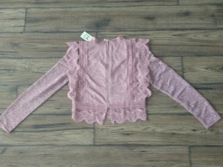 Ružový krajkový top, s