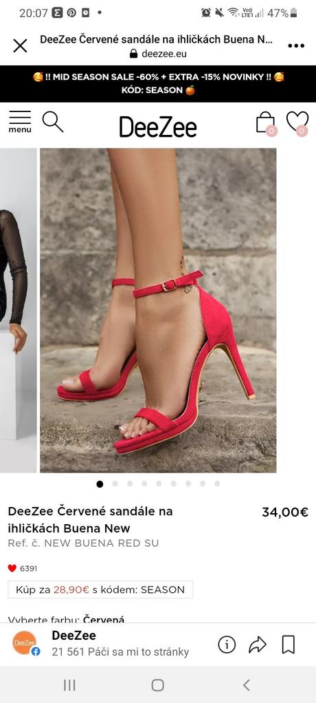 Červené sandále sandálky, 40