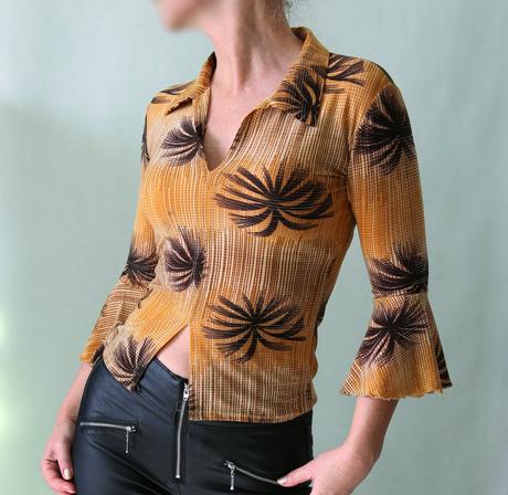 Elastická blúzka s palmami a striebornou nitkou, abercrombie&fitch,s