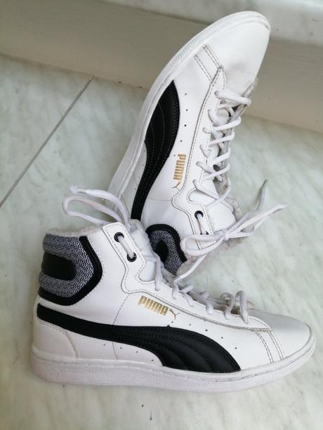 Botasky dievčenské puma bielo čierne vel. 37,5, puma,37