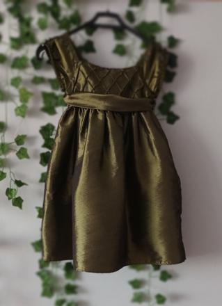 Luxusné olivovozlaté šaty pre dievčatko taftové, 92