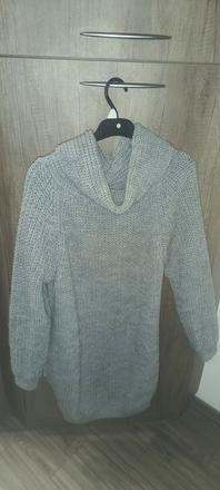 Pletený predĺžený rolákový pulóver, s