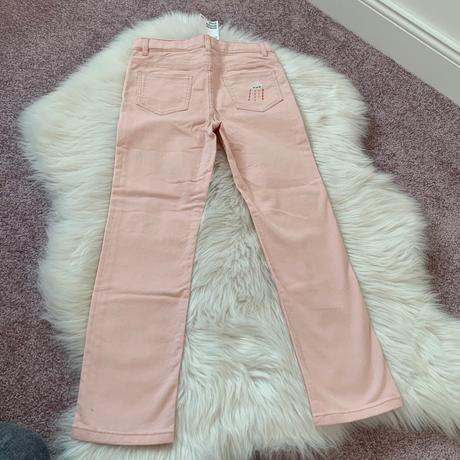 Ružové rifle s trendy nášivkami, h&m,122