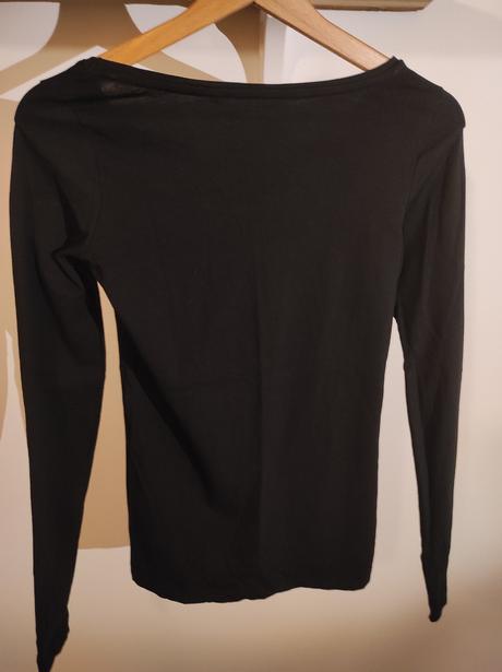 Bavlnene cierne tricko s dlhym rukavom, clockhouse,s