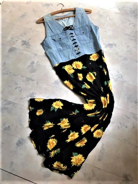 Letné slnečnicové maxi šaty m/l, l