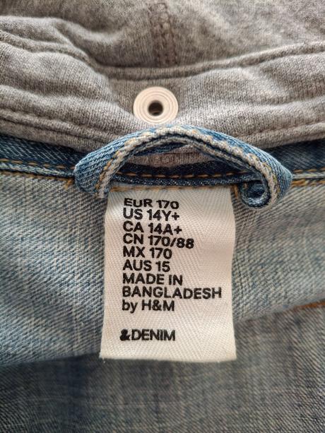 Frajerska 2v1 riflova bunda-mikina top stav, h&m,164