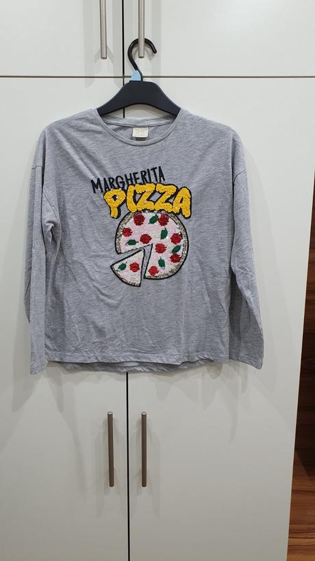 Dievčenské tričko zara s obojstrannými flitrami, zara,140