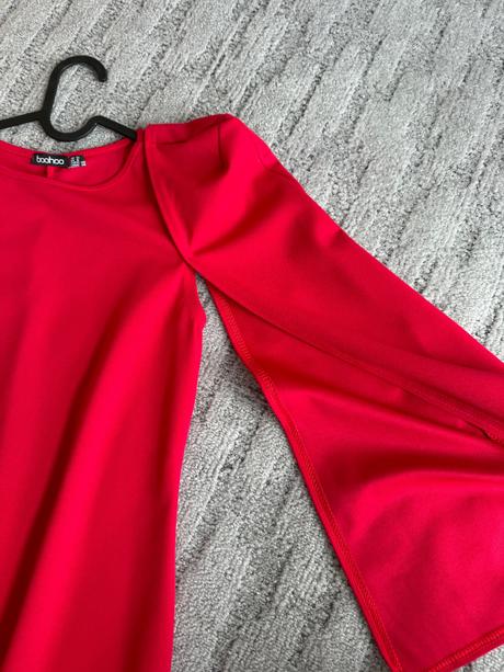 Červené spoločenské šaty boohoo, s