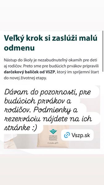 Tip pre rodičov: VšZP darček pre prváčika