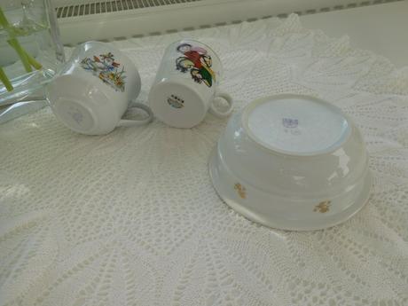 Hrnčeky detské+miska, porcelán, 