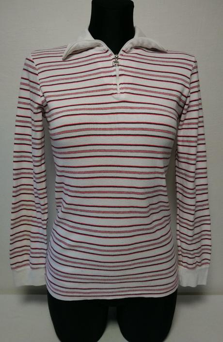 Dámsky pásikavý top s golierom, huber, xs