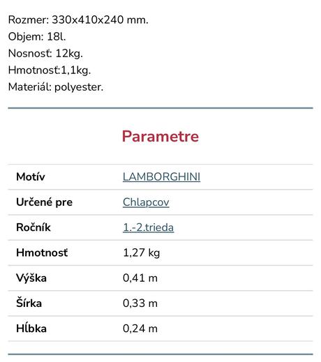 Školská taška lamborghini huracan, 