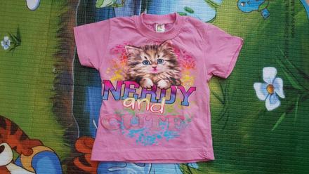 Ružové tričko s mačičkou, 80