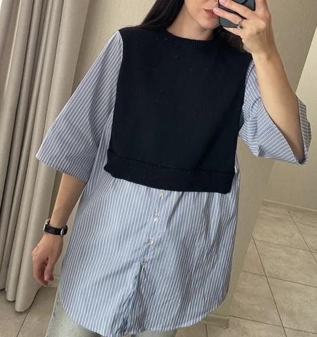 Kombinovaná košeľa so sveterom, zara,s