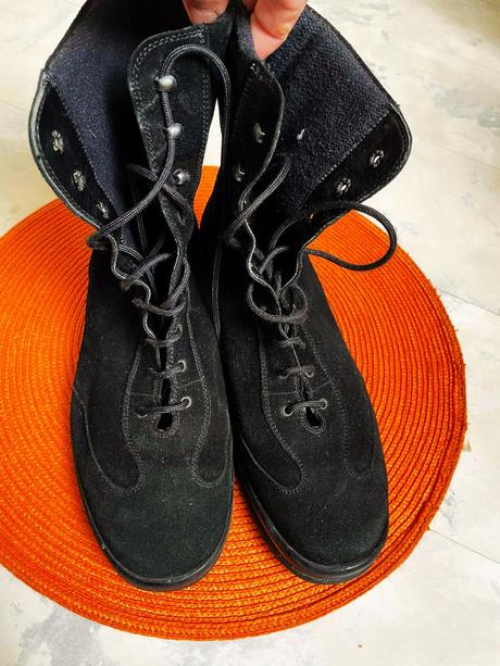 Kožené semišové čižmičky na šnurovanie, 38