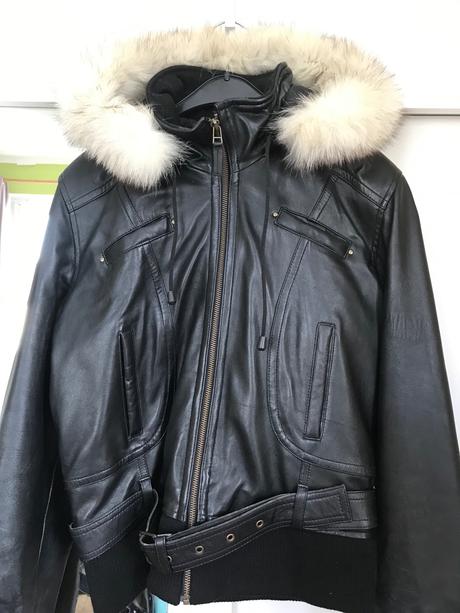 Čierna biker kožená bunda, 40