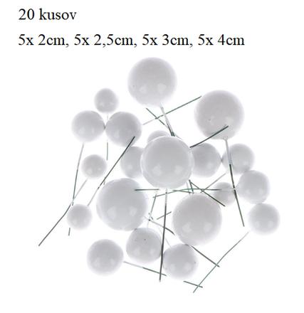 Tortový zápich guličky biele (20ks) - skladom, 