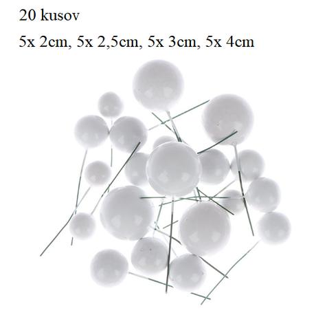 Tortový zápich guličky biele (20ks) - skladom, 