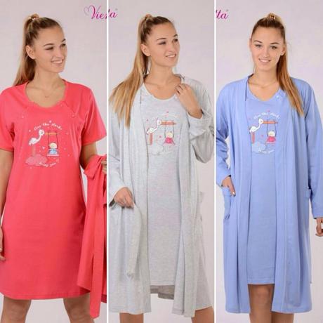 Tehotenská súpravička župan a nočná košeľa, l / m / s / xl / xxl