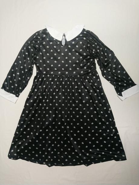 Školáčka wednesday addams, šaty a vlasy, 128-140,