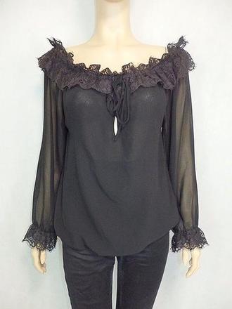 Kvalitná čierna blúzka s čipkou, s