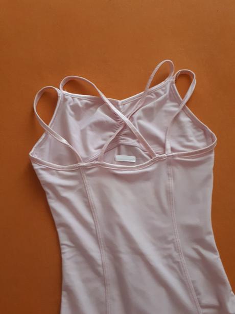 Bledoruzovy ramienkovy dres body na balet tanec, 116