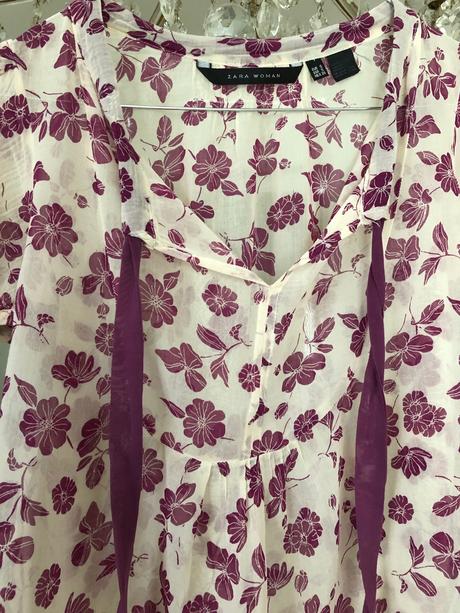 Zara hodvábno-bavlnená kvetová blúzka, zara,xs