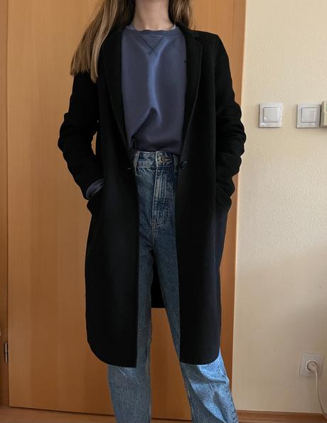 Tenký čierny kabát zara (s), zara,s