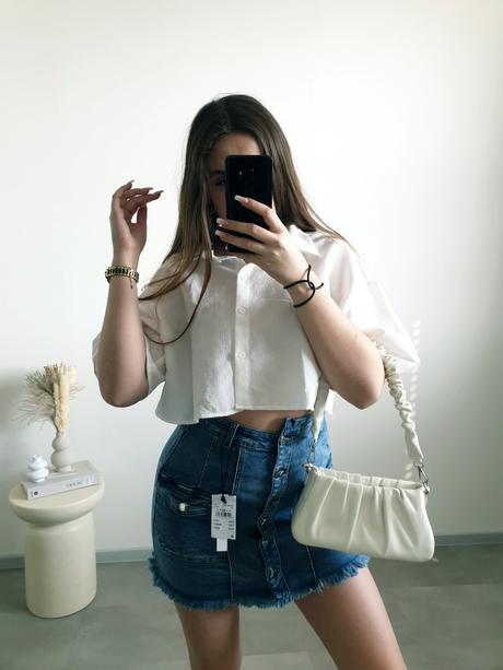 Crop biela košeľa s, s