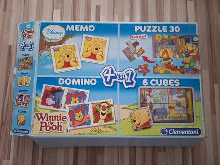 Macko pooh puzzle kocky domino pexeso 4v1, 