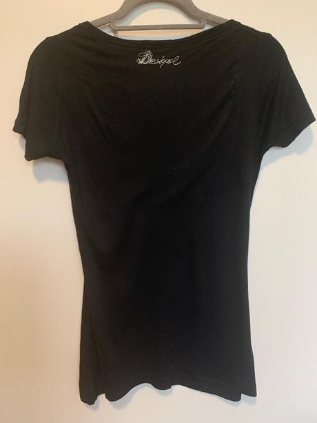 Desigual čierne tričko s nápisom me and you, desigual,m