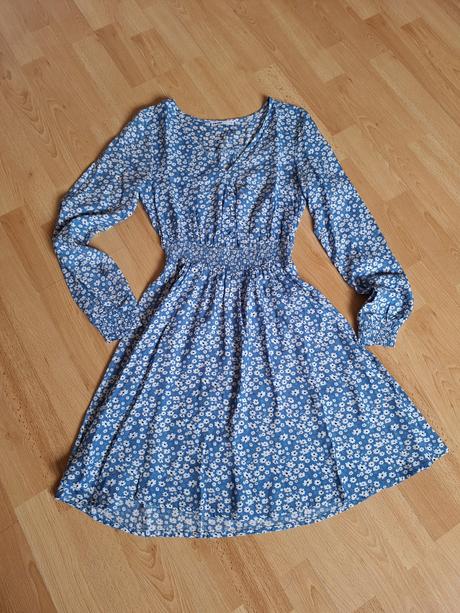 Romantické modré šaty cropp, s