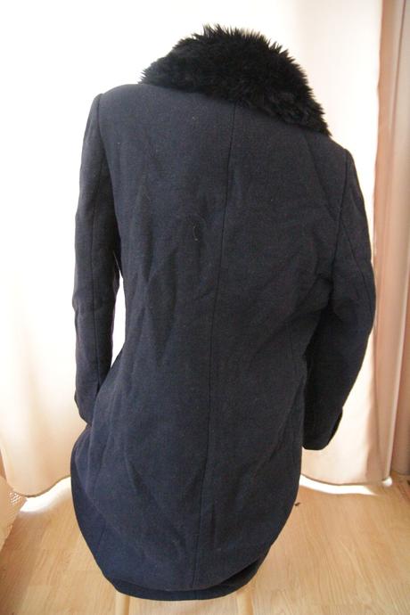Tmavo modrý kabát s kožušinou xl, xl