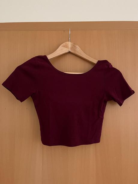 Bordový crop top stradivarius xs/s, stradivarius,s