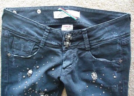 Met in jeans čierne rifle s lebkami vel.29, met,m