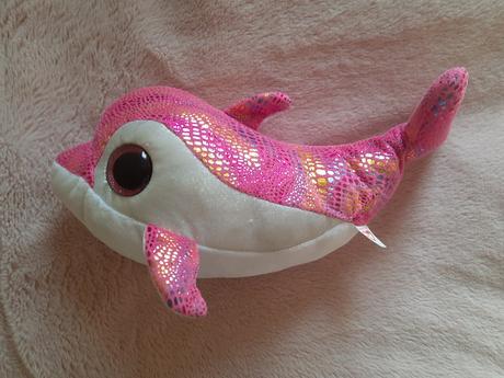 Lesklý ružový plyšový delfín ty plyšák,