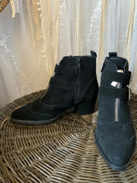 Topanky z brusenej kože na zips, zara,36