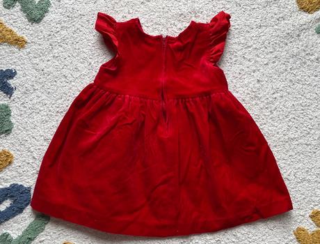 Červené zamatové šaty s vreckami, 86/92, 86