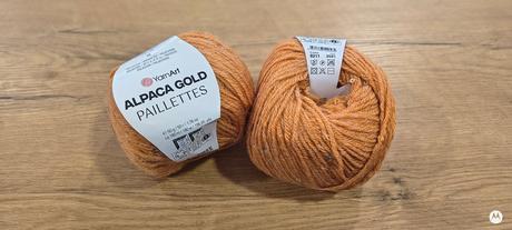 Yarnart alpaca gold paillettes - 9311 - oranžovožl, 