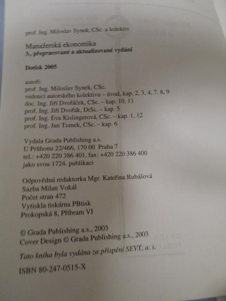 Synek - manažérska ekonomia, 