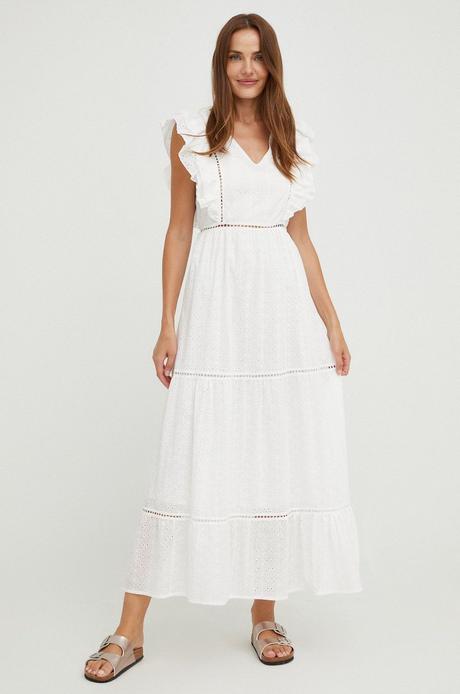 Maxi šaty s madeirovou vysivkou, s